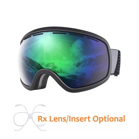 (2) Snowledge Ski Goggle Icyvanes - Matte Black / REVO Green 