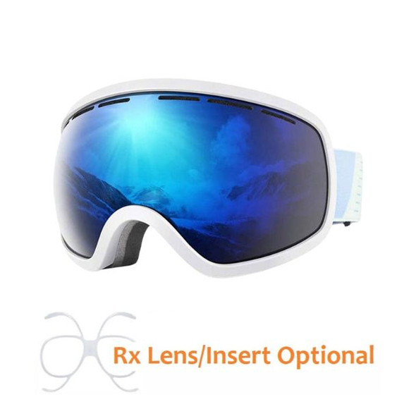 (2) Snowledge Ski Goggle Icyvanes - Matte White /REVO Blue 