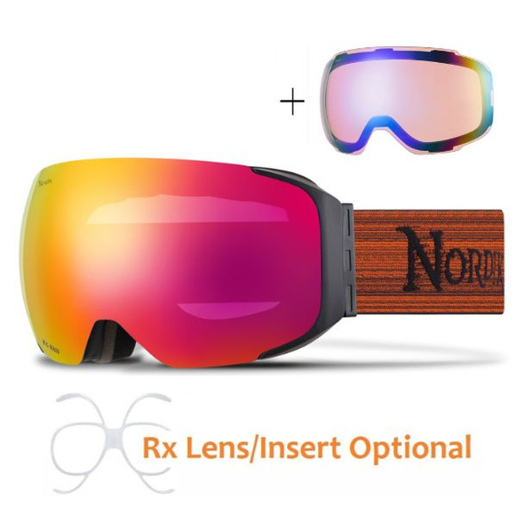 Nordik Viking Heated Ski Goggles - Matte Black Frame /Black and