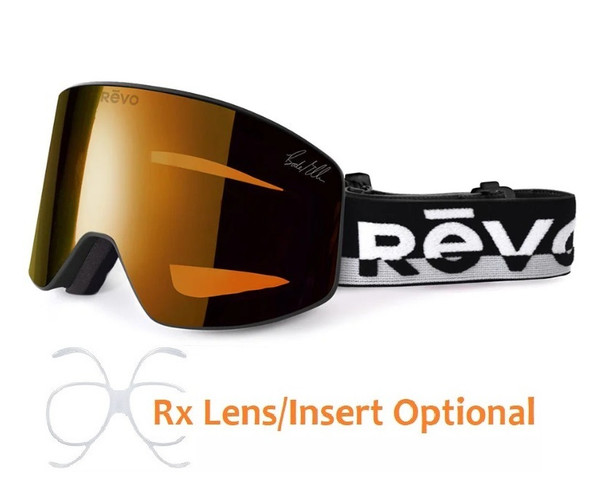 REVO Piste No 3 Ski Goggles MATTE BLACK with Photochromic Solar Orange Lens 01 POG - Goggles N More - side view