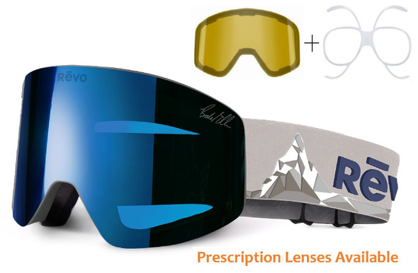REVO Whiteout 06 Matte Grey Ski Goggles & Snowboarding Goggles  with Blue Water Lens (00 PBL) - Goggles N More - side view