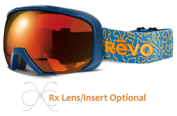 REVO Mammoth No 11 Ski Goggles MATTE BLUE with Photochromic Solar Orange Lens 05 POG - Goggles N More - side view