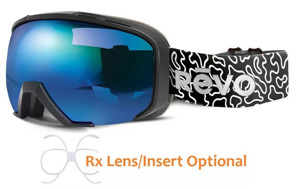REVO Mammoth No 11 Ski Goggles MATTE BLACK with Photochromic Water Blue Lens 01 PBL - Goggles N More - side view