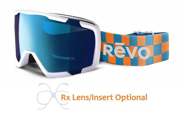 REVO Outback No 12 Ski Goggles MATTE WHITE with Photochromic Water Blue Lens 09 PBL - Goggles N More - side view