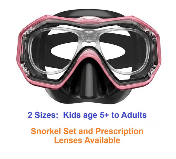 Kids, Teens and Adults Prescription Dive Snorkel Mask Pink - Goggles N More