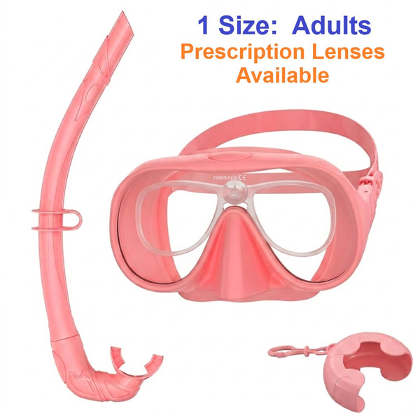 Adult Prescription Dive Mask with Snorkel Kit PINK- Goggles N More