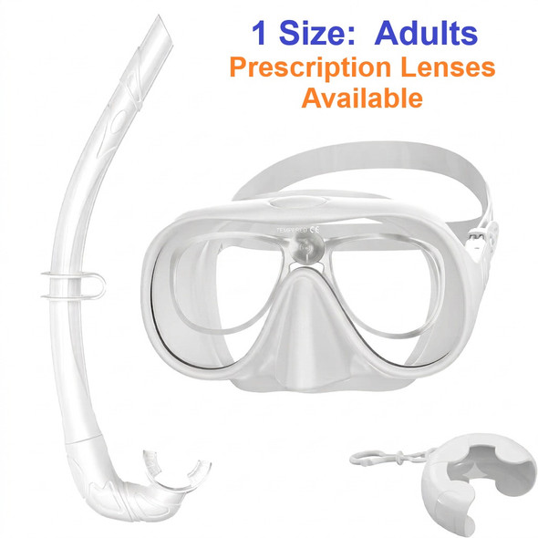 Adult Prescription Dive Mask with Snorkel Kit WHITE - Goggles N More
