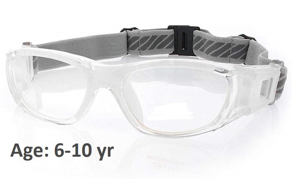 Kids Prescription Sports Goggles BL016 Clear White Suitable for Ages 6 to 10 years