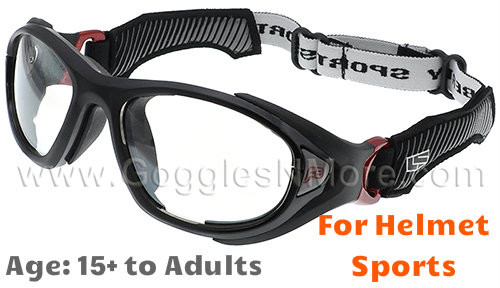 Prescription Sports Glasses - Rec Specs - F8 Helmet Spex XL - Matte Black/Crimson 1