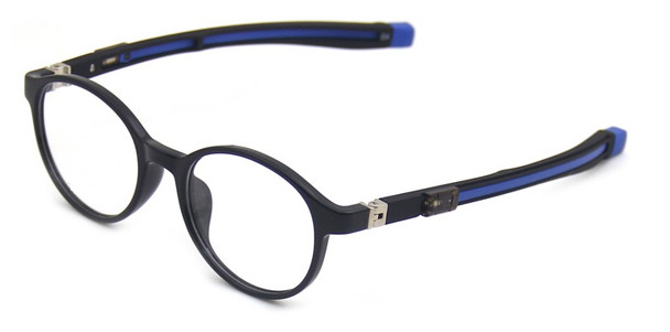 (1) Kids Prescription Glasses with Magnetic Strap and Flexible Hinges TR7005 Black Blue