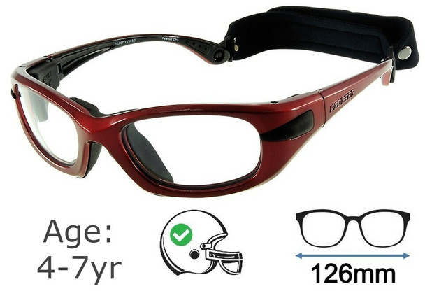 Progear Small Kids Sports Glasses Red +Rx Lenses - Kids Sports