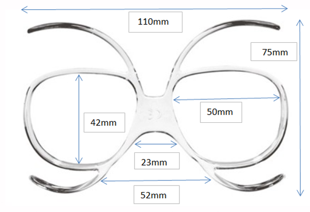 Dimensions of Goggles Insert - Type 1