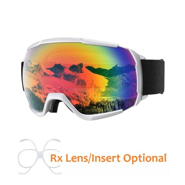 (2) Snowledge Ski Goggle Chaseus - White Frame/Revo Red Lens