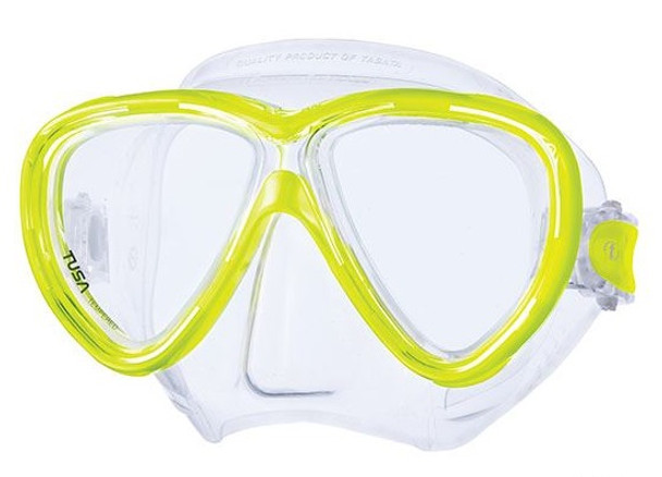 (1) TUSA M211 Freedom One Prescription Diving Mask in Flash Yellow with Clear Silicone