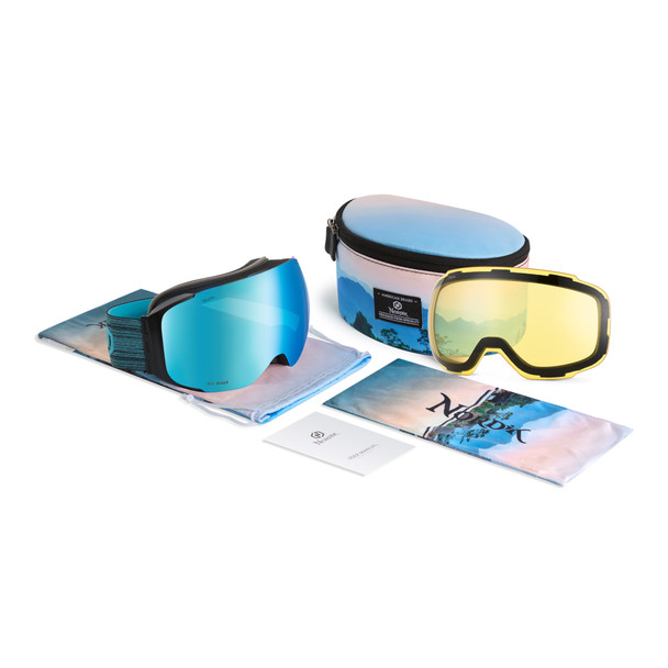 Nordik Hod Magnetic Ski Goggles - Matte Black Frame /Ice Blue