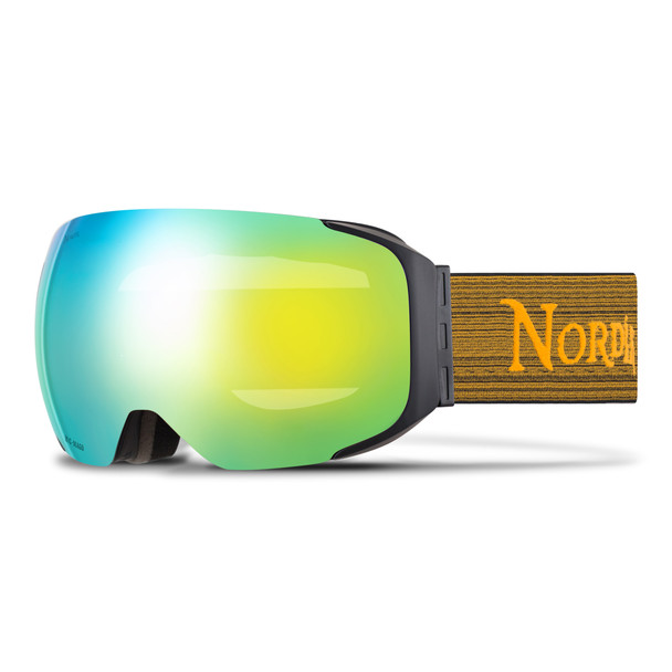 (1) Nordik Hod Magnetic Ski Goggles + Bonus Lens - Matte Black Frame / HC Gold - side view