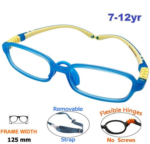 Kids Flexible Light Blue Yellow Prescription Glasses GogglesNMore