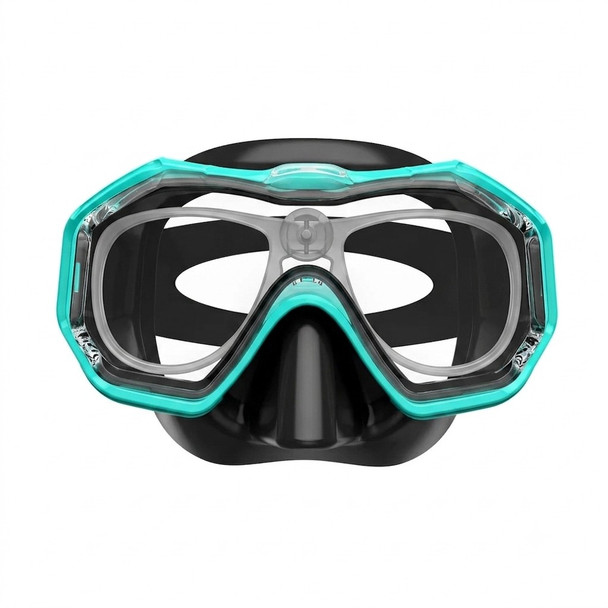 (1) Kids Teens Adults Snorkel Dive Mask with prescription insert and lenses - Turquoise with black silicone - Goggles N More
