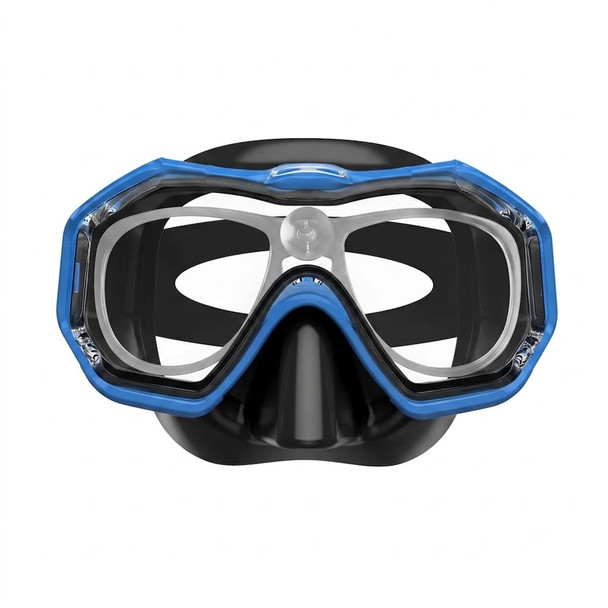 (1) Kids Teens Adults Snorkel Dive Mask with prescription insert and lenses - Blue with black silicone - Goggles N More