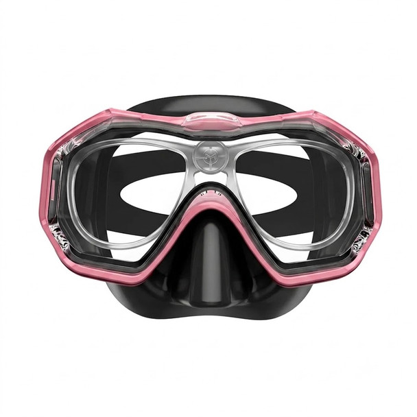 (1) Kids Teens Adults Snorkel Dive Mask with prescription insert and lenses - Pink with black silicone - Goggles N More