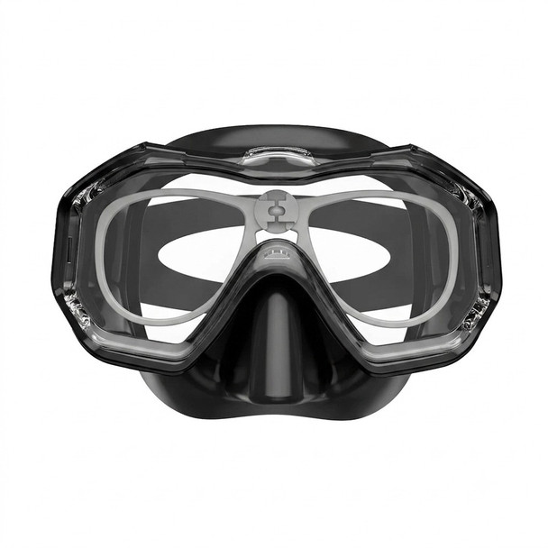 (1) Kids Teens Adults Snorkel Dive Mask with prescription insert and lenses - Black with black silicone - Goggles N More