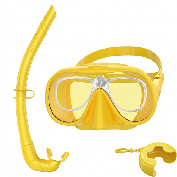 (1) Adults Prescription Dive Snorkel Mask YELLOW - Goggles N More