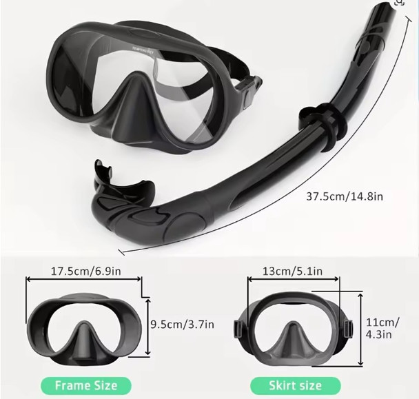 Adult Frameless Dive Mask with Snorkel Kit - Prescription Lenses available - Goggles N More
