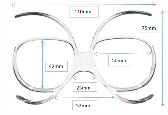 Dimensions of Goggles Insert - Type 1
