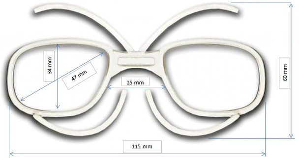 Dimensions of Goggles Insert - Type 3