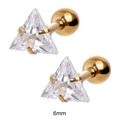 Surgical Steel 6mm gold plated cubic zirconia stud earrings