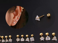 Surgical Steel 6mm gold plated cubic zirconia stud earrings