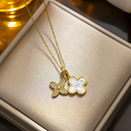 Gold Plated Double Clover Charm Necklace