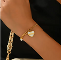18K Gold Plated Engraved Heart Charm Chain Bracelet