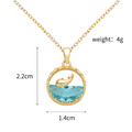 18K Gold Plated Ocean Wave Crystal Pendant Necklace