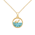 18K Gold Plated Ocean Wave Crystal Pendant Necklace