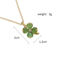 18K Gold Plated Green Clover Pendant Necklace