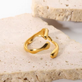 Organic Wave Open Ring – 18K Gold PVD Adjustable Statement Ring