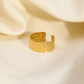 Hammered Gold Cuff Ring – 18K PVD Gold over Stainless Steel