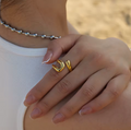 Modern Sculpted Gold Open Band Ring – Adjustable Statement Ring