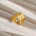 18K PVD Gold Sculptural Open Cuff Ring