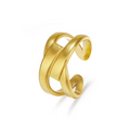 18K PVD Gold Sculptural Open Cuff Ring – Modern Statement Design