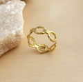 18K PVD Gold Chain Link Adjustable Ring