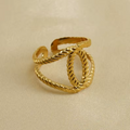 Twisted Rope Adjustable Ring with 18K PVD Gold