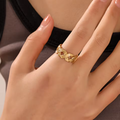 Interwoven Chain Adjustable 18K PVD Ring