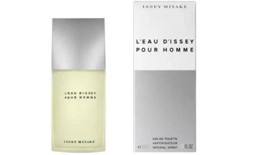 Front view of Issey Miyake L'Eau d'Issey Pour Homme 2.5 oz EDT with sleek glass bottle Front view of Issey Miyake L'Eau d'Issey Pour Homme 2.5 oz EDT with sleek glass bottle