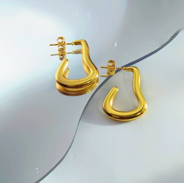 J-shaped open hoop earrings