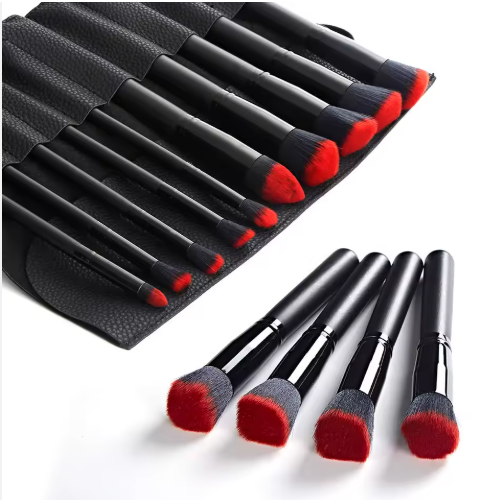 Vegan Synthetic Hair Wood Handle Make Brush Set