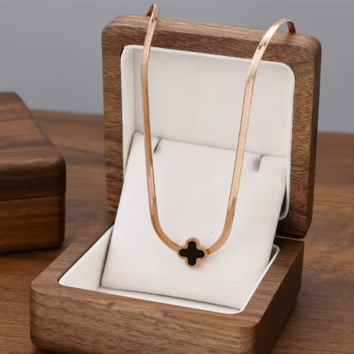Gold Plated Clover Snake Chain Necklace