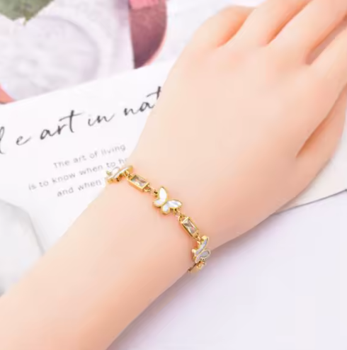 18K Gold Plated Butterfly Charm Bracelet