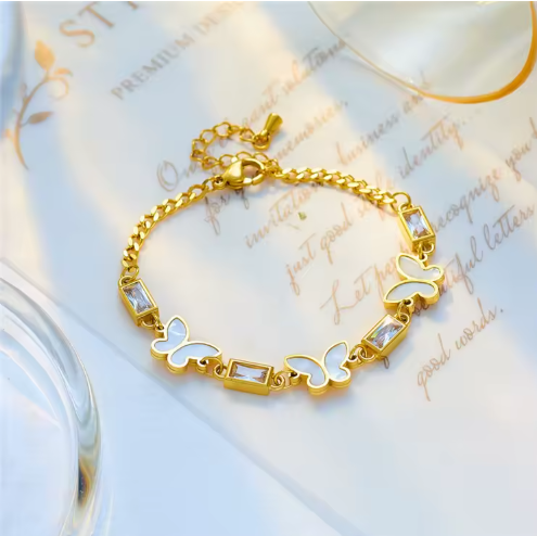 18K Gold Plated Butterfly Charm Bracelet